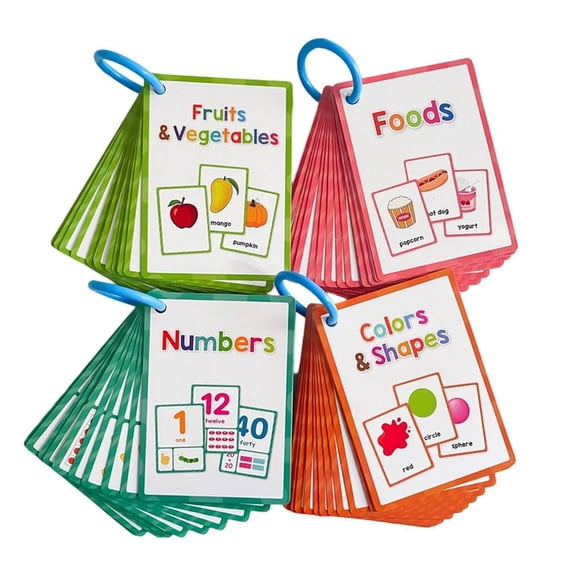 Ywmsfl Early Learning Word Cards Fruit Vegetables Food Shapes Color Numbers Teaching Flashcards for Preschool Kindergarten