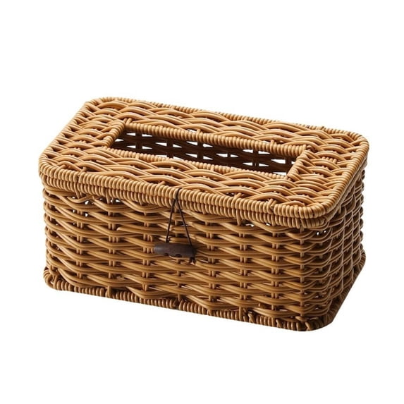 Ywmsfl Easy Install Tissue Box Imitation Rattan Woven Rectangular Living Room Paper Towel Holder Napkin Dispenser