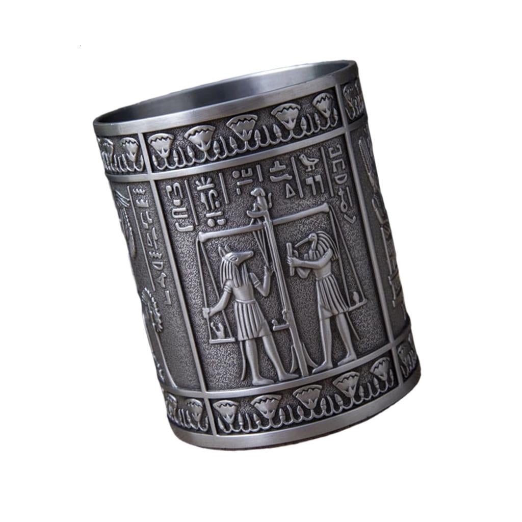 Ywmsfl Egyptian Embossed Cylinder Shape Pen Cup Multitunctional Alloy ...