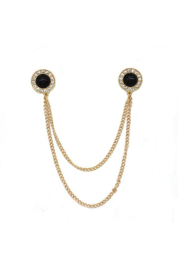 Elegant Rhinestones Pins Collar Pin Chain with Diamante Versatile Cravat Accessory Collar Lady Brooches