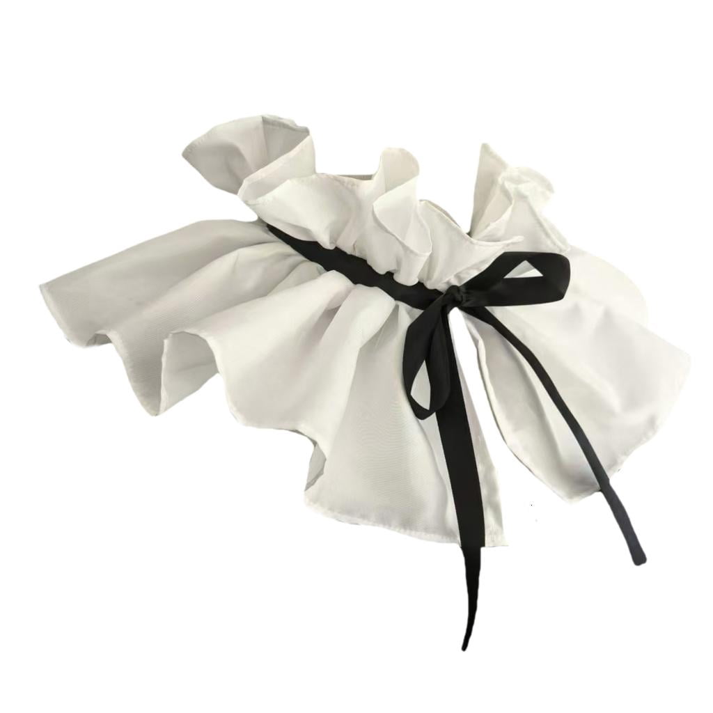 Ruffles Ruff Ywmsfl Sophisticated Ruffle Detachable False Collar with Ribbon Tie ...