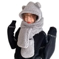 thumbnail image 1 of Ywmsfl Fashion Teenager Cartoon Plush 3in1 Hats Gloves Scarf Suits Women Winter Outdoor Warm Hat Students Windproof Supplies, 1 of 10