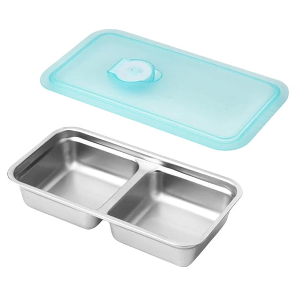 Ywmsfl Food Serving Platter Serving Tray Stainless Steels Snacks Container with Lid Double Compartment Lunch Box Enduring