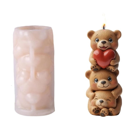 Ywmsfl Friendly Stackable Bear Silicone Safe Materials Craft Set for Soap Plasters Art Creation