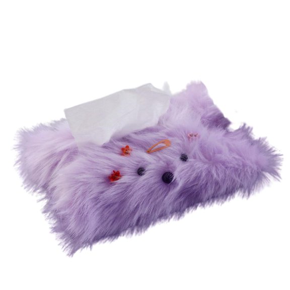 Ywmsfl Fun Cartoon Tissue Box Paper Holder Cover for Home Decor Plush Dog Tissue Box Paper Container Living Room