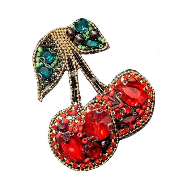 Ywmsfl Sewing On Cherries Patches with Sparkling Rhinestones for Enhancing Shirt Jeans and Bags Decorative Applique