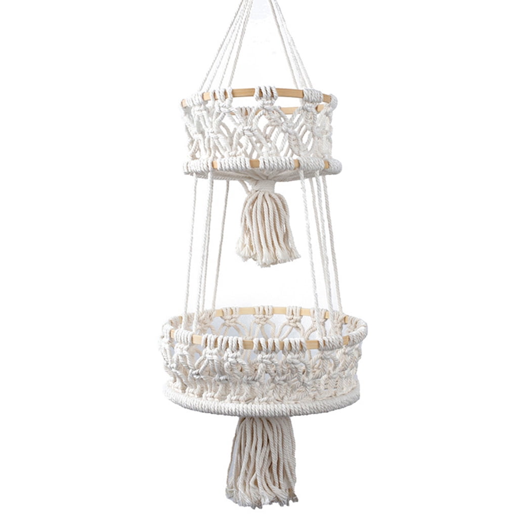 Ywmsfl Hanging Fruit Basket 3 Woven Cotton Rope Wall Baskets Kitchen ...
