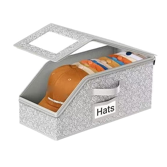 Ywmsfl Stackable Hat Box with Clear Window & Zippered Lid, Storage for Baseball Caps, Home Car Closet Accessories