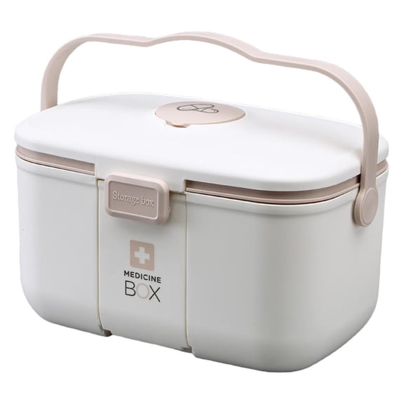 Ywmsfl Household Large Capacity Storage Box with Small for Handle Double Layer Removable Tray Bin Portable Container