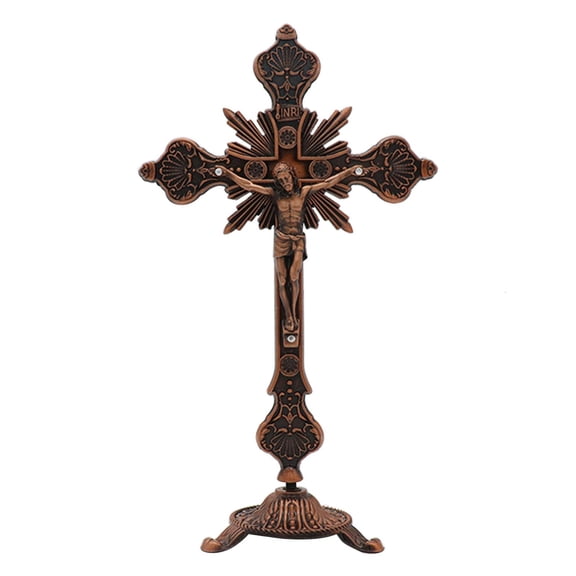 Ywmsfl Intricate Tabletop Crucifix Sculpture for Office Decors Alter Sculpture