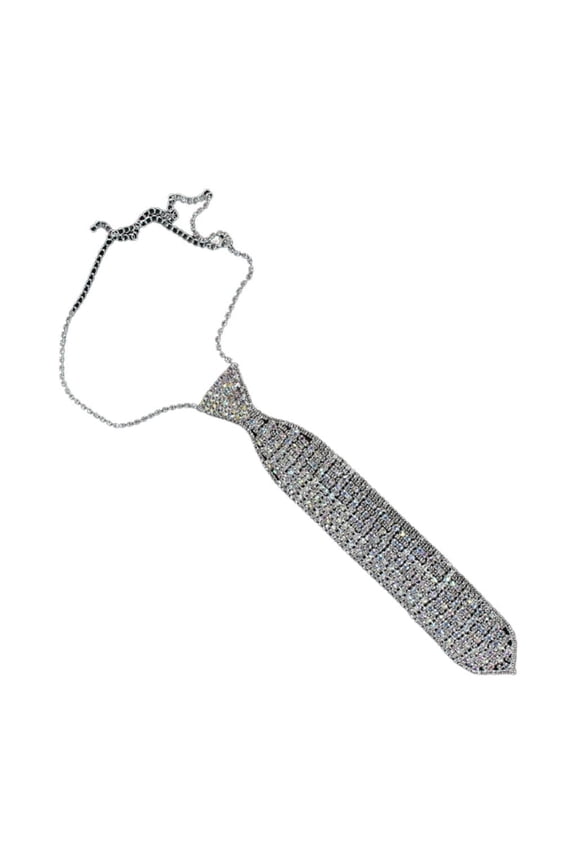 Japanese JK Necktie Knot Free Rhinestones Tie for Women Girl Adjustable Neck Tie Club Party Necklace Costume Neckwear