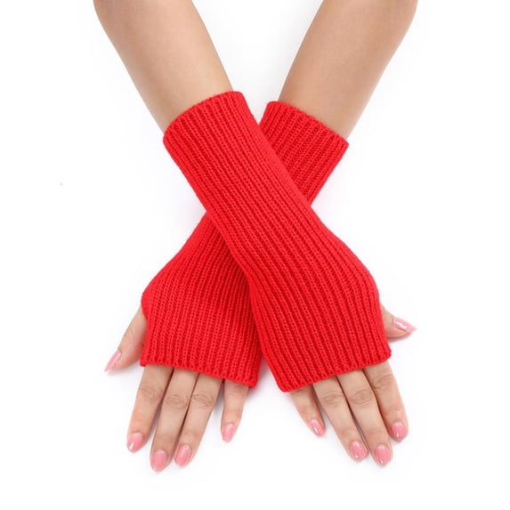 Ywmsfl Color Knitted Gloves Winter Half Finger Mitten Thicken Keep Warm Christmas Lengthen Wrist Gloves for Girlfriend