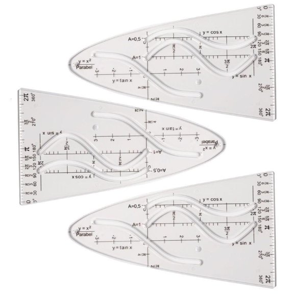 Ywmsfl Math Parabolic Stencil Cosine Ruler for Teacher, Parabola Ruler Parabolic Template for Mathematical Functions