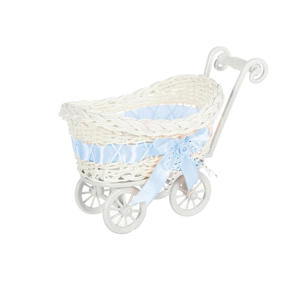 Ywmsfl Miniature Decoration Cart Basket With Rattan Decorative Trolley Ideal For Candy Display Floral Arrangements