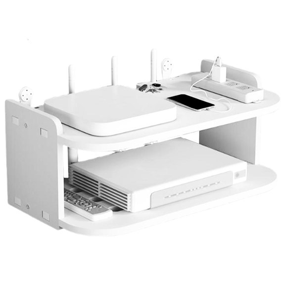 Ywmsfl Modern Wall Mounted Shelf for Bedroom Storage, Space Saving Engineered Wood Router with Easy Installation