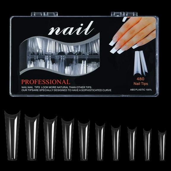 Ywmsfl No C Curve Extra Long Square Nail Tips for Acrylic Nail Professional Straight Flattened Cover False Nail Tips