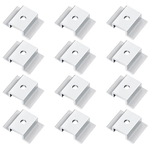 Ywmsfl Pack of 12 Multipurpose Solar Panel Clamps Aluminum Mounting Brackets Accessory for Secure Roof Systems Setups