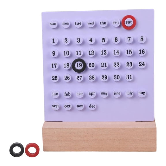 Ywmsfl Permanent Calendar Countdown Reminder with Month Week Date Display ABS Permanent Calendar with Wood Base for Desk