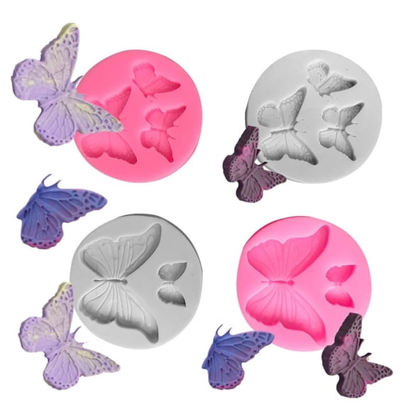 Ywmsfl Reusable Silicone Butterfly Molds 4Pcs Nonstick Cake Chocolate Fondant Molds For Baking Freezer Safe Design