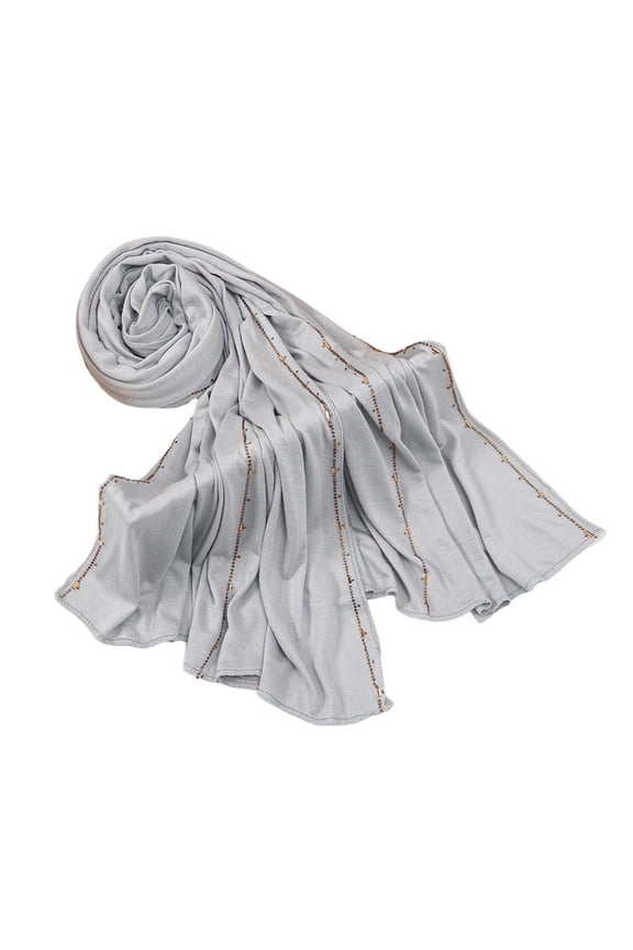 Rhinestones Embellished Mercerized Cotton Shawl Lightweight Headscarf For Women Stylish Hair Wrap Breathable Design
