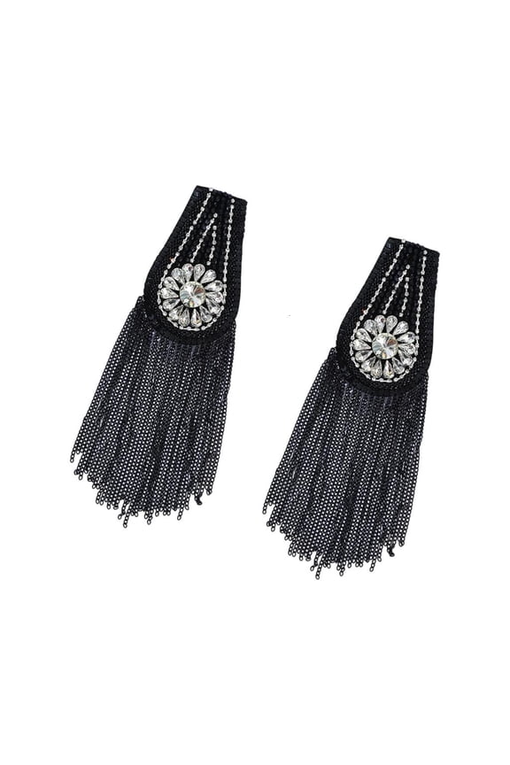 Rhinestones Shoulder Epaulette Metal Tassels Fringed Epaulettes For Jackets Party Garment Decoration Sewing Accessories