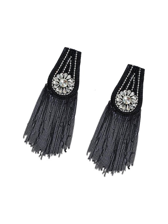 Rhinestones Shoulder Epaulette Metal Tassels Fringed Epaulettes For Jackets Party Garment Decoration Sewing Accessories