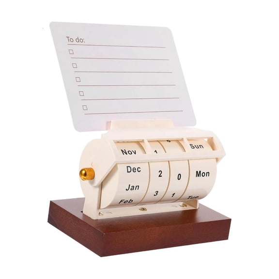 Ywmsfl Rotating Permanent Calendar With Card Slot And Pen Holderfor Desk Organization