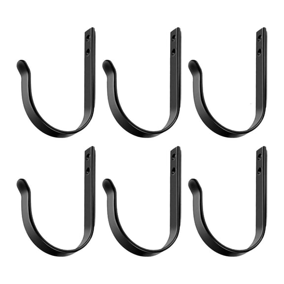 Ywmsfl Set Of 6 Black Metal Wall Hooks With Fastening Screws For Hanging Pots Pans Utensils Offices and Home Kitchen Garage Use