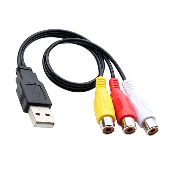 Ywmsfl Short 0.25m USB Male to 3RCA Female AV Composite Adapters Cables for Sound Video Signal Transmission TV PC Connection