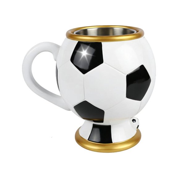 Ywmsfl Sporty Soccer Ball Shape Thermal Mug Perfect For Offices And Home Use Stainless Steel Inner Drinking Cup