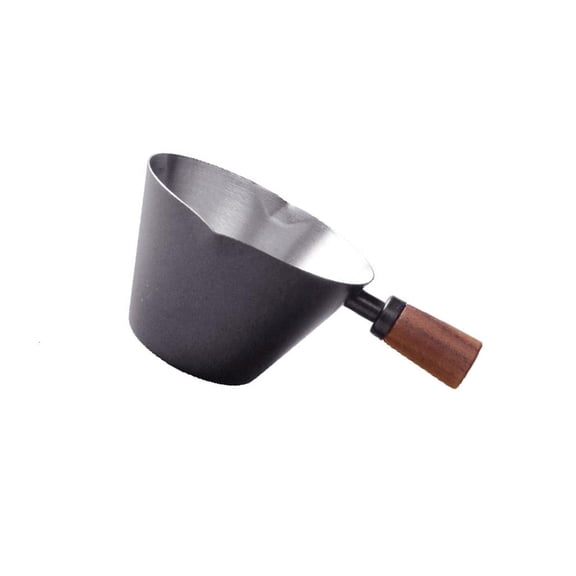 Ywmsfl Stainless Steel Espresso Shot Cup with Double Spouts and Wood Handle for Baristas Accurate Coffee Brewing 90ML