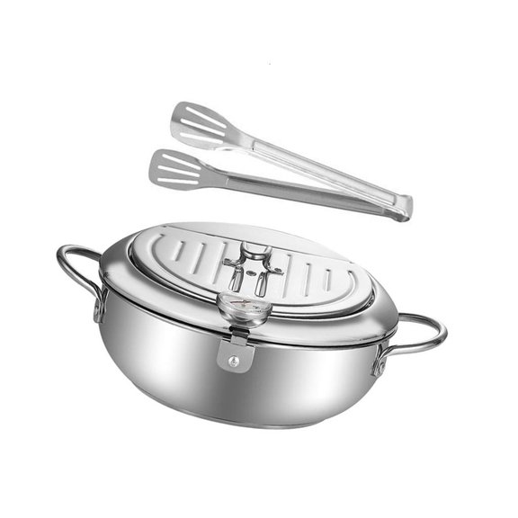 Ywmsfl Stainless Steels Frying Pan Detachable Drainer RackThermometers Included For Induction Cooktops Stove