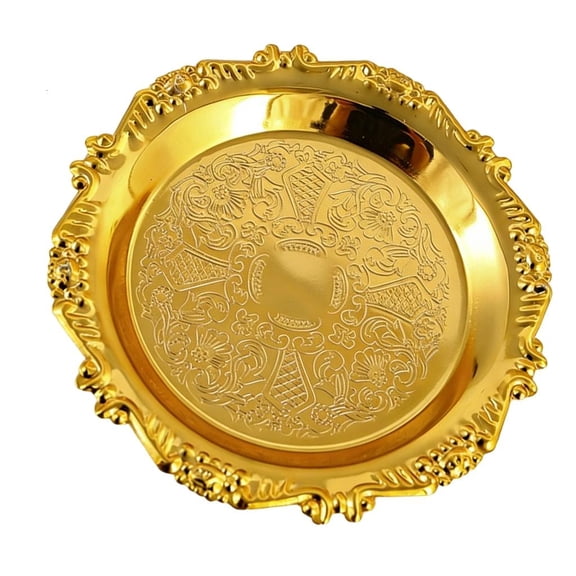 Ywmsfl Sturdy Iron Fruit and Snacks Tray Feature Delicate Embossing Display Plate Ideal for Parties Picnics and Daily Use