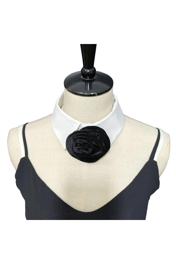 Stylish Flower Design Faux Stand Collar Easy To All Matching Comfortable Point Shirt Collar For Fashion Enthusiast