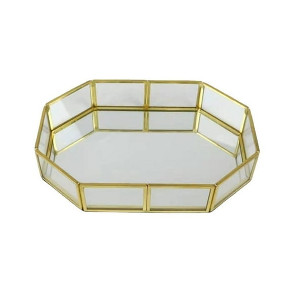 Ywmsfl Stylish Gold Cosmetic Display Tray Glass Bathroom Storage Organizer for Perfume
