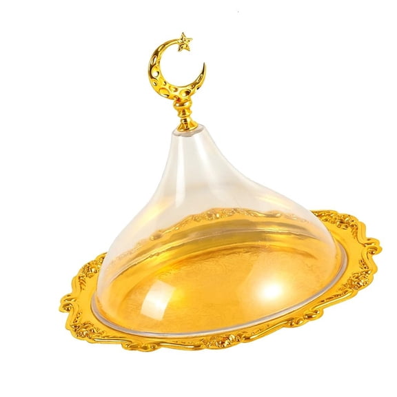 Ywmsfl Stylish Metal Serving Tray With Clear Acrylic Dome Cover For Dessert Snacks Display