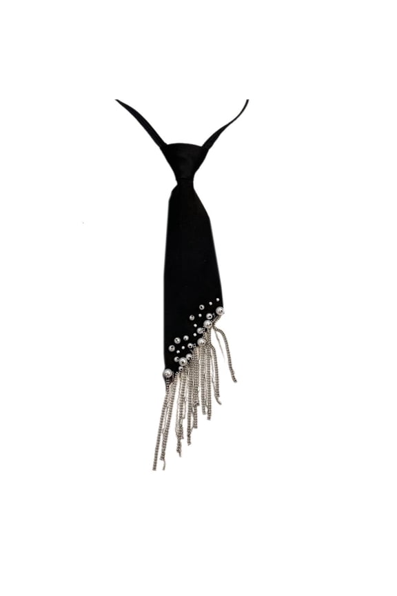 School Tie Tassels Pre-tied Necktie with Pearls Trendsetter Ties School Uniform Necktie School Pre-tied Tie