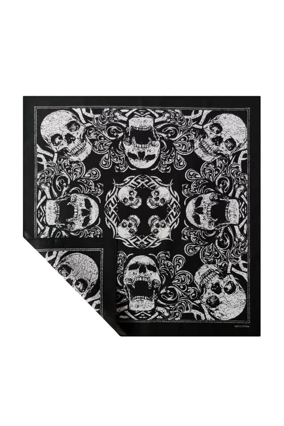 Vintage Skull Printing Bandannas for Street Dance Paisleys Headscarf Adult Unisex Neckerchief Motorcycling Face Mask