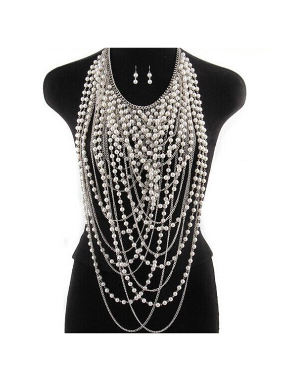 Women Beaded Choker Multiple Layers Collar Daily Wear Jewelry Photo Props Alloy Harm to Skin