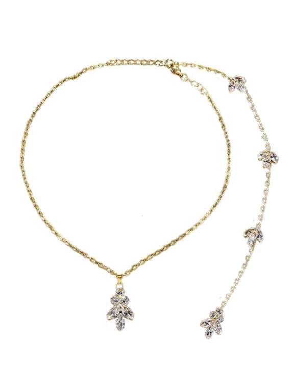 Rhinestones Back Chain Necklace for Backless Dress Bridal Wedding Backdrop Chain Body Jewelry Crystal Necklace for Women