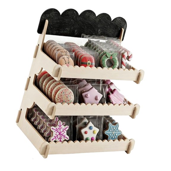 Ywmsfl Wood Cake Stand With Sturdy Thick Base And Customes Chalkboard For Secure Dessert Presentation In Parties And Cafes