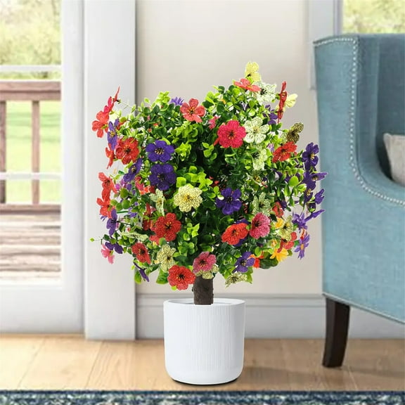 Ywuzuh Artificial Bushes for Outdoors Lifelike No Fade UV Resistant Fake Plastic Flowers Faux Plants for Outside Porch Window Box Wedding Home Décor - Indoor/Outdoor Use