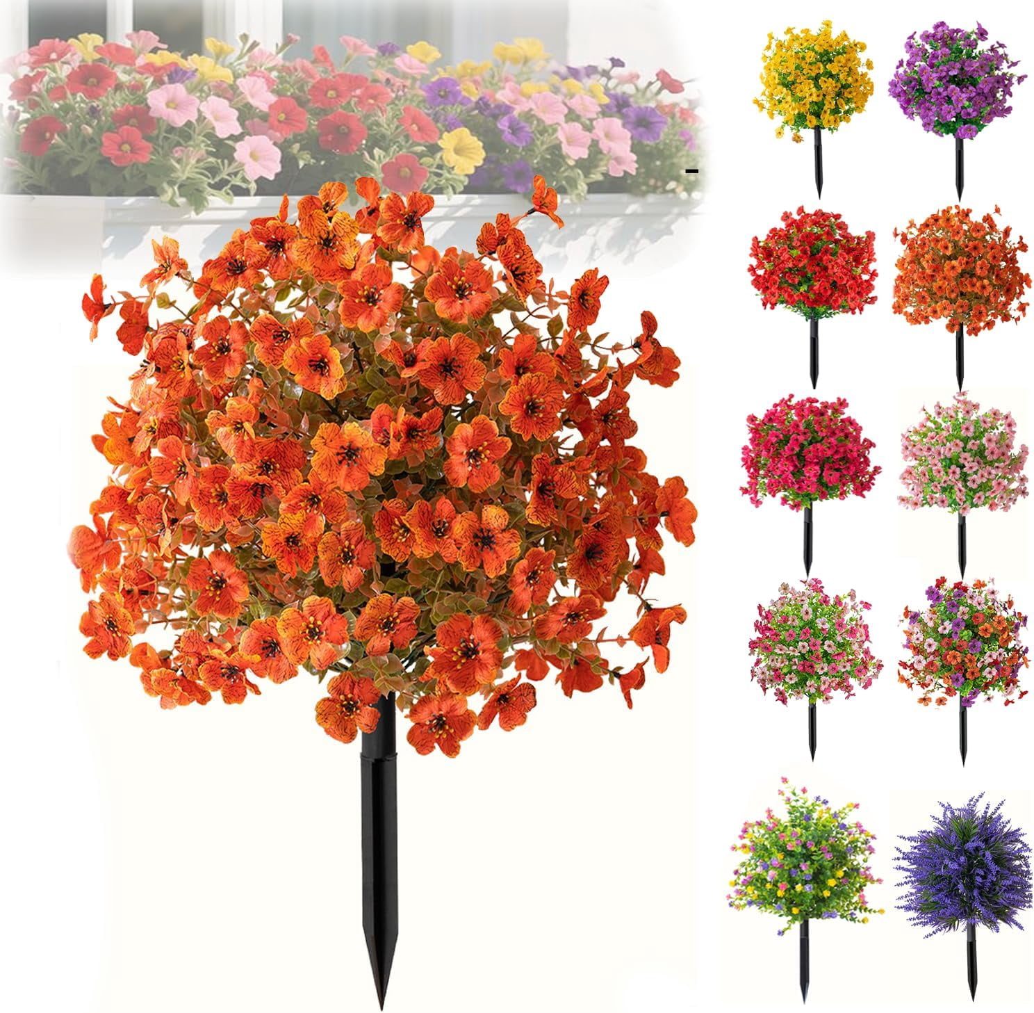 Ywuzuh Artificial Flower Boxwood Topiary Ball Trees Artificial Flowers for Decoration UV Resistant, Realistic Artificial Plants & Flowers Fake Flowers for Front Porch Window Box Outdoor Summer Decor