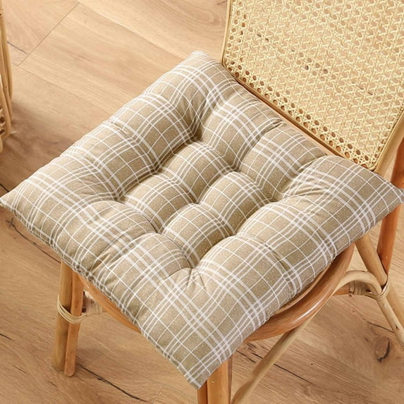 Ywuzuh Chair Pillows Seat Cushions, Tufted Overstuffed Textured Memory Foam Kitchen Chair Pads with Ties and Non-slip Backing