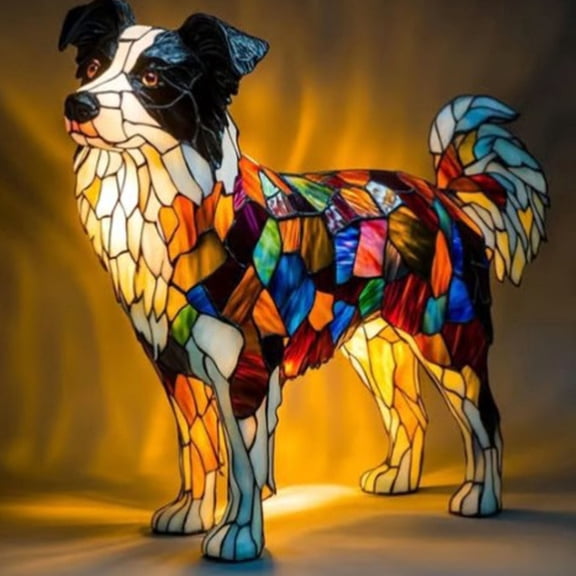 Ywuzuh Clearance Retro Dogs Stained Resin Tabletop Night Light, Dog Series Art Night Light, 3D Cute Pet Dogs Themed Lamp Stained Glass LED Table Lamps, Fun Gift for Dog