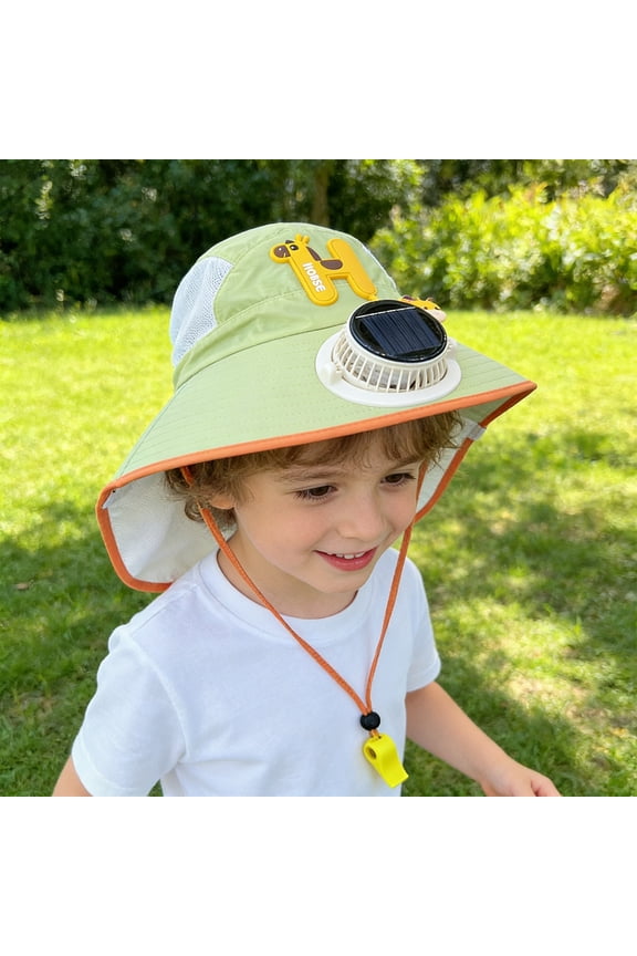 Cooling! Solar Fan Hat B*aby Sun Hat Sun Protection Breathable Wide Brim Summer Hat with Cooling Fan USB Solar Charging Fishing Camping Beach Hats Gifts for K*ids
