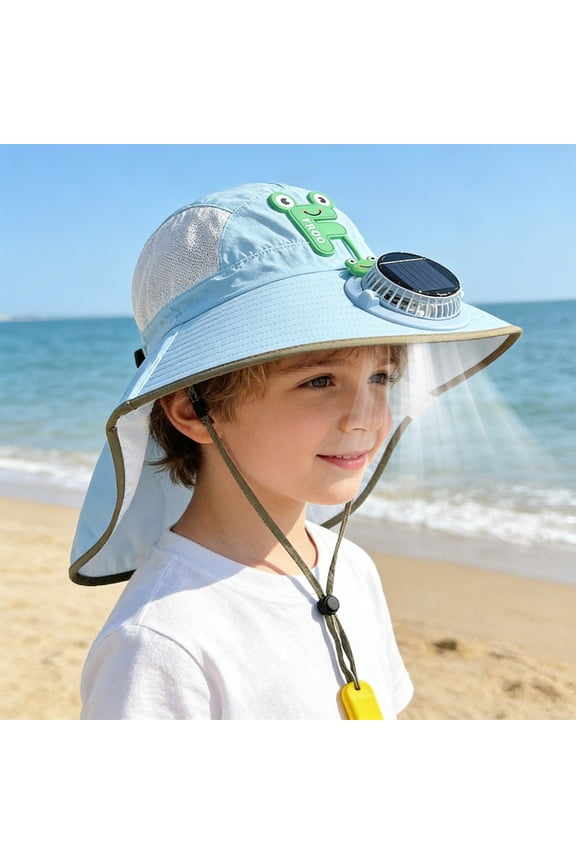 Cooling! Sun Hat with Fan B*aby Sun Hat Wide Brim Outdoor Sun-proof Hat with Fan Cooling Fans that Blow Cold Air USB Solar Charging Fishing Camping Beach Hats Gifts for K*ids