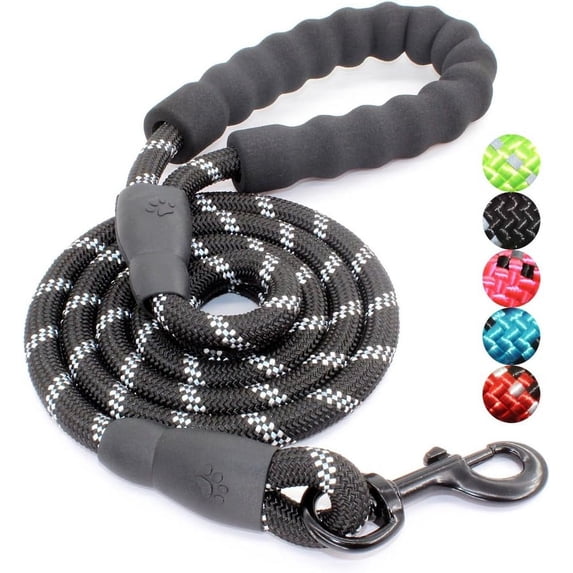 Ywuzuh Dog Leash - 5 FT Rope Dog Leash with Cushioned Padded Handle, Highly Reflective Threads for Night Safety, Durable and Suitable for Middle Large Dogs