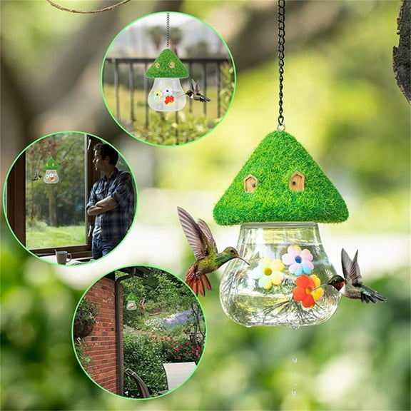 Ywuzuh Fly Through Bird Feeder Brome Bird Feeders Squirrel Proof Large Capacity Outside Feeder for Cardinal, Finch, Sparrow