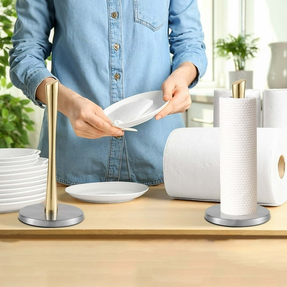 Ywuzuh Paper Towel Holder, Marble Base Modern Decorative Countertop Standing Rolls Holder for Kitchen, Toilet, Pantry and Bathroom